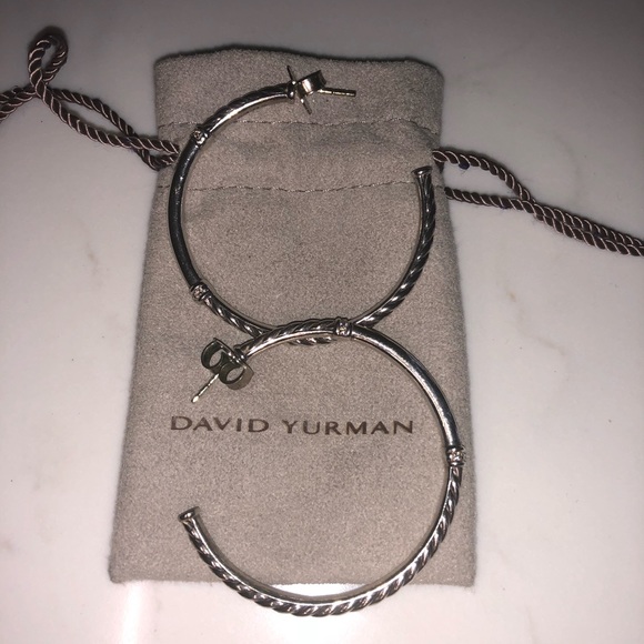 David Yurman Metro Diamond Hoops - Picture 2 of 3